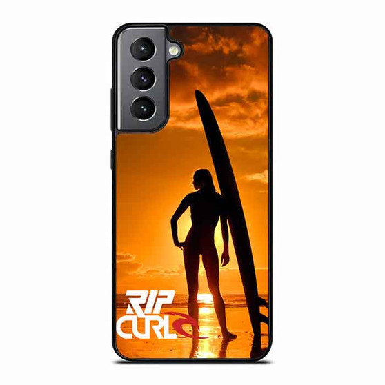 Rip Curl Sunset Surfing Girl Samsung Galaxy S21 Case