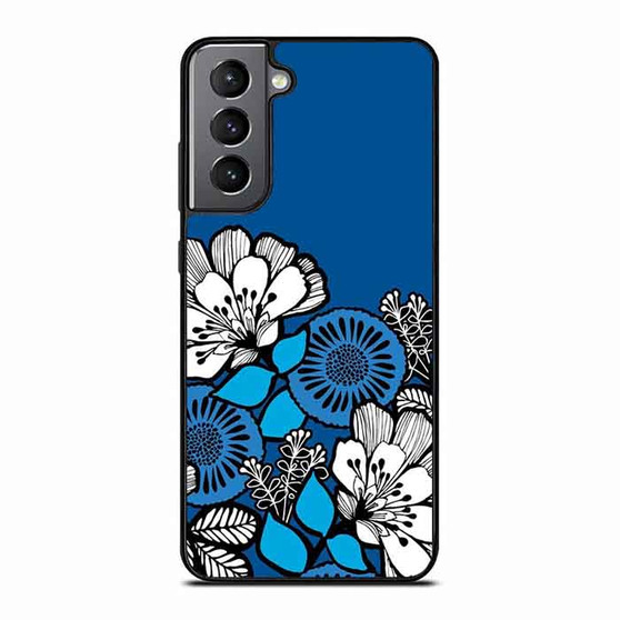 Blue Flora Motif Samsung Galaxy S21 Case