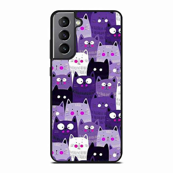 Purple Cat Collage Samsung Galaxy S21 Case