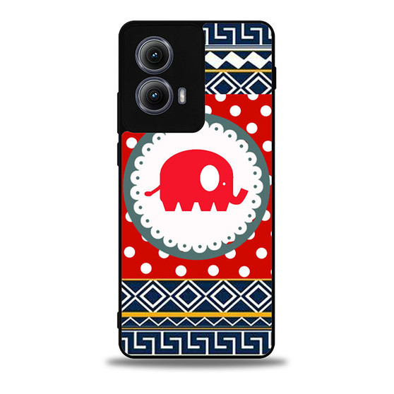 Cute Red Elephant Polkadots Aztec Motorola Moto Edge Case