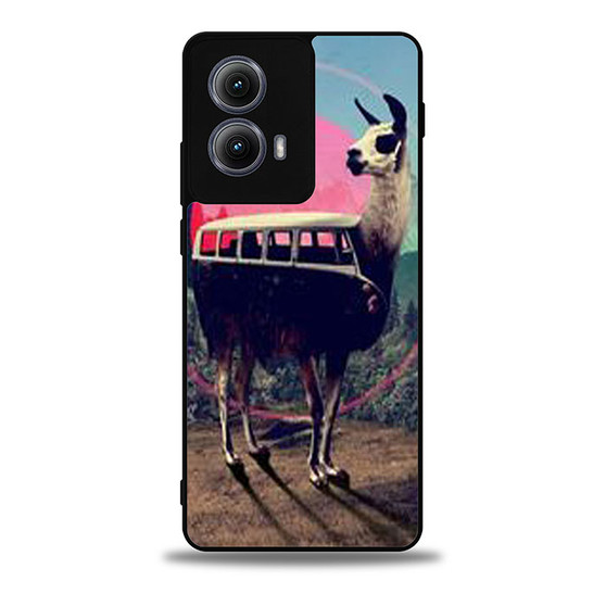 llama retro bus Motorola Moto Edge Case