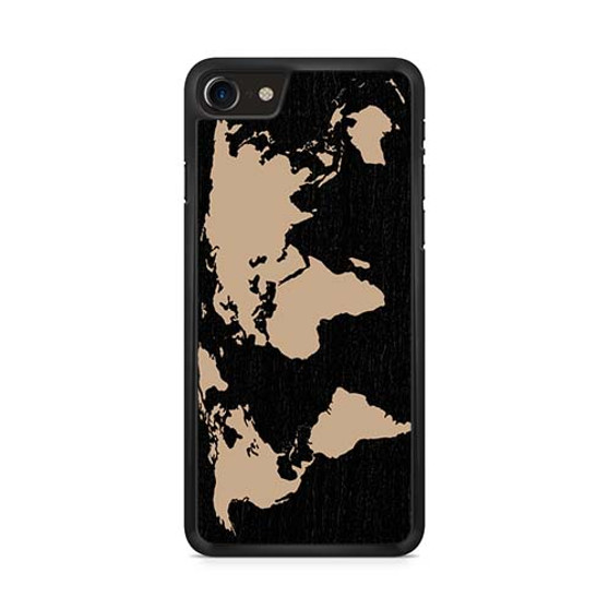 Black Wood Worlds Map iPhone 8 | iPhone 8 Plus Case