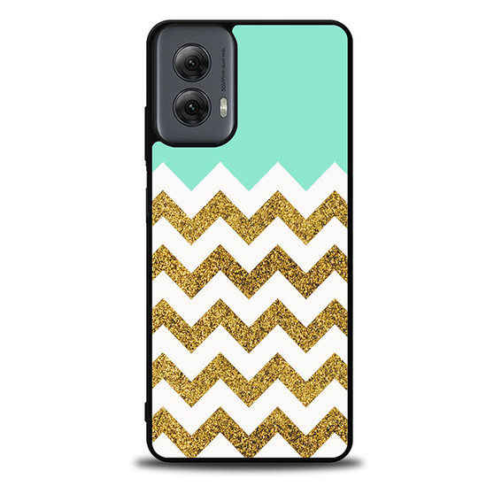 Blue Glitter Gold Chevron Motorola Moto G Power Case
