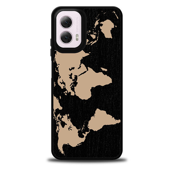 Black Wood Worlds Map Motorola Moto G 5G 2024/ Moto G 5G 2025 Case