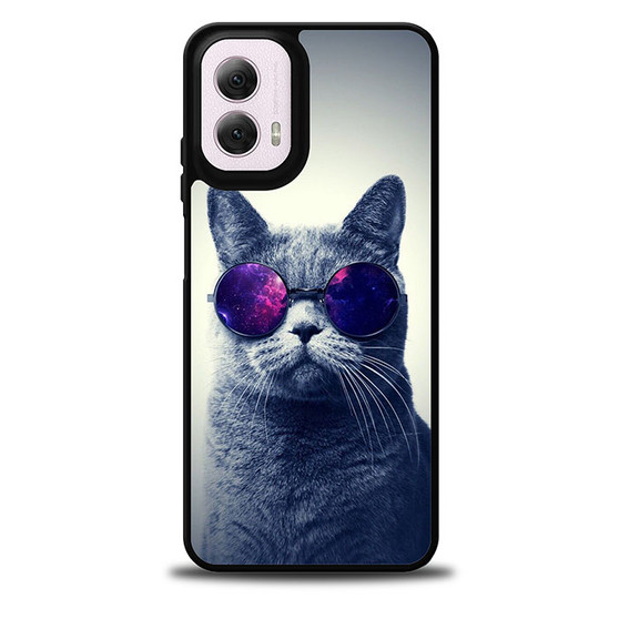 Hipster Cat With Galaxy Glasses Motorola Moto G 5G 2024/ Moto G 5G 2025 Case