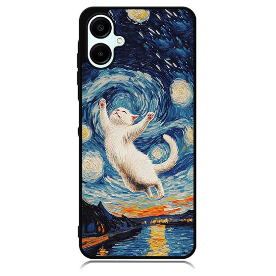 Cute Cat in The Starry Night Samsung Galaxy A06 Case