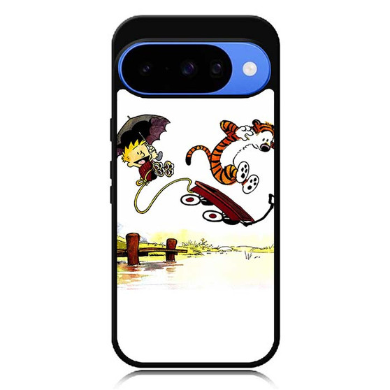 Calvin and Hobbes Playing Together Google Pixel 10 Case