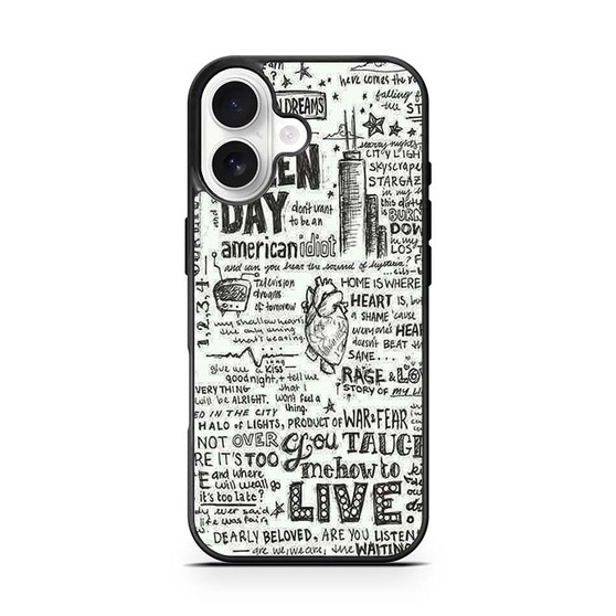 Green Day Lyrics iPhone 17 Case