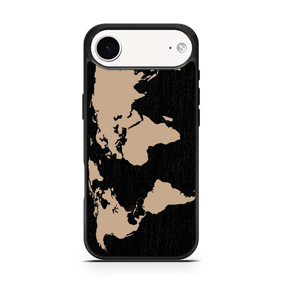 Black Wood Worlds Map iPhone Air Case