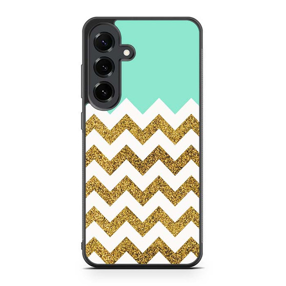 Blue Glitter Gold Chevron Samsung Galaxy S25 FE Case