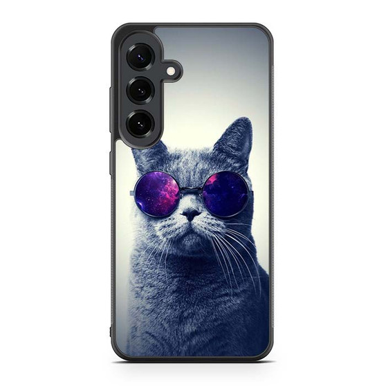 Hipster Cat With Galaxy Glasses Samsung Galaxy S25 FE Case