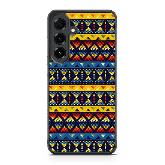Yellow and Blue Tribal Pattern Samsung Galaxy S25 FE Case
