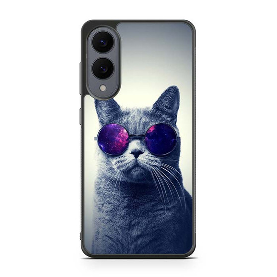 Hipster Cat With Galaxy Glasses Samsung Galaxy S25 Edge Case