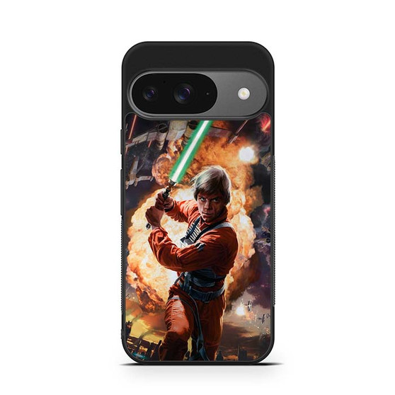 Luke skywalker using lightsaber Pixel 9 Case
