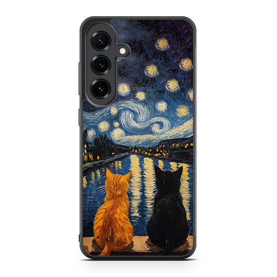 Two Cat Stary Night Samsung Galaxy S25 FE Case