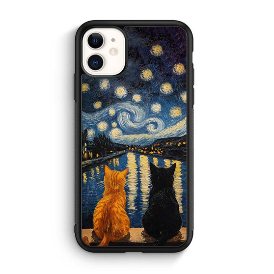 Two Cat Stary Night iPhone 12 Case