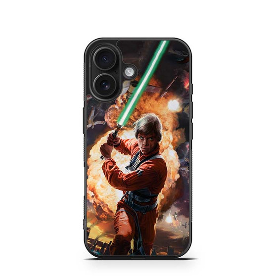 Luke skywalker using lightsaber iPhone 16 Case
