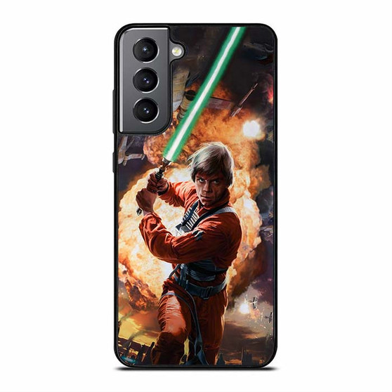 Luke skywalker using lightsaber Samsung Galaxy S21 Case
