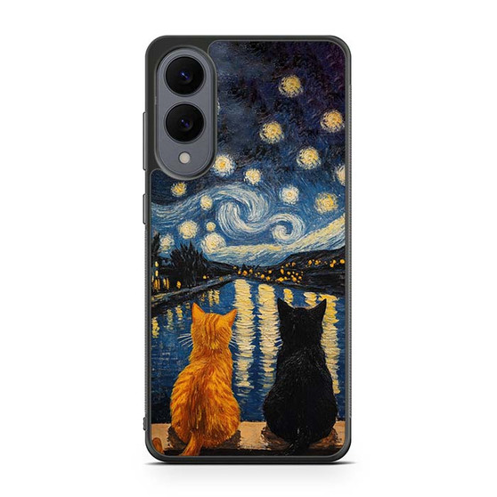 Two Cat Stary Night Samsung Galaxy S25 Edge Case