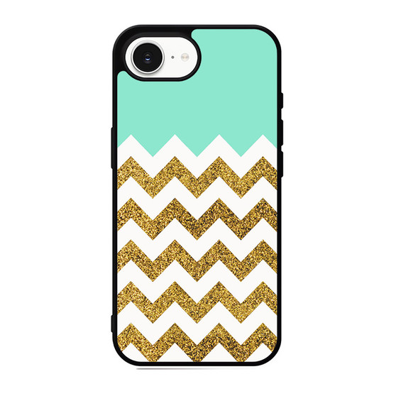 Blue Glitter Gold Chevron iPhone 17e Case
