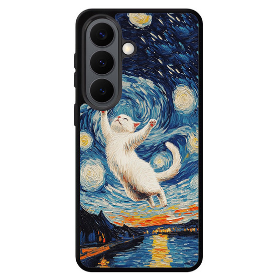 Cute Cat in The Starry Night Samsung Galaxy S26 Series Case