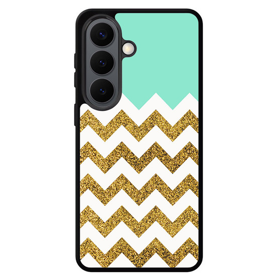 Blue Glitter Gold Chevron Samsung Galaxy S26 Series Case