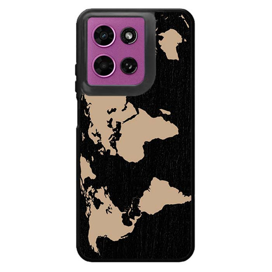 Black Wood Worlds Map Motorola Moto G 2026 Case