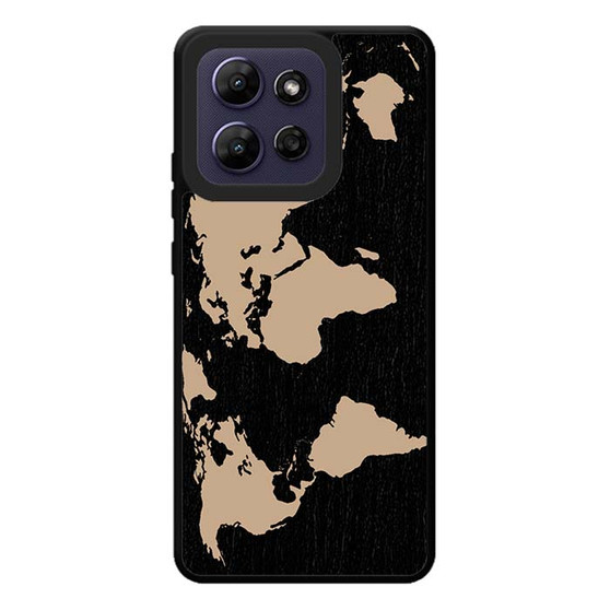 Black Wood Worlds Map Motorola Moto G Play 2026 Case