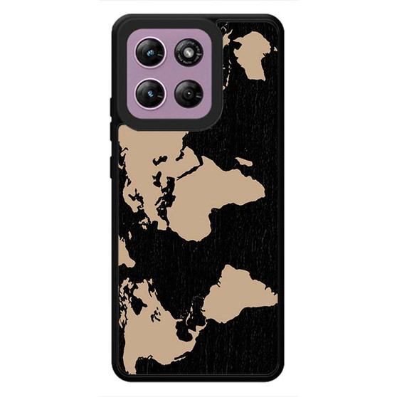 Black Wood Worlds Map Motorola Moto G Stylus 2026 Case