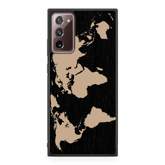 Black Wood Worlds Map Samsung Galaxy Note 20 5G Case
