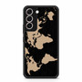 Black Wood Worlds Map Samsung Galaxy S22 | S22+ Case