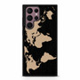 Black Wood Worlds Map Samsung Galaxy S22 Ultra Case
