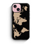 Black Wood Worlds Map iPhone 15 Case