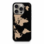 Black Wood Worlds Map iPhone 15 Pro Case