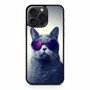 Hipster Cat With Galaxy Glasses iPhone 15 Pro Max Case