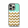 Blue Glitter Gold Chevron iPhone 16 Pro Case