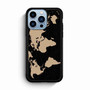 Black Wood Worlds Map iPhone 13 Pro Max Case