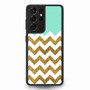 Blue Glitter Gold Chevron Samsung Galaxy S21Ultra Case
