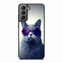 Hipster Cat With Galaxy Glasses Samsung Galaxy S21 Case