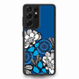 Blue Flora Motif Samsung Galaxy S21 Ultra Case