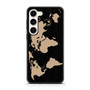 Black Wood Worlds Map Samsung Galaxy S23 Case