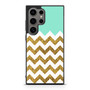 Blue Glitter Gold Chevron Samsung Galaxy S24 Ultra Case
