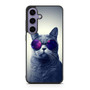 Hipster Cat With Galaxy Glasses Samsung Galaxy S24 Case