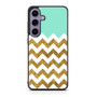 Blue Glitter Gold Chevron Samsung Galaxy S25 Series Case