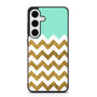 Blue Glitter Gold Chevron Samsung Galaxy S25+ Case