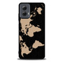 Black Wood Worlds Map Motorola Moto G Power Case