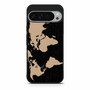 Black Wood Worlds Map Google Pixel 9 Pro XL Case