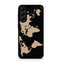 Black Wood Worlds Map Samsung Galaxy A56 Case