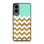 Blue Glitter Gold Chevron Samsung Galaxy S25 Edge Case