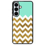 Blue Glitter Gold Chevron Samsung Galaxy S26+ Case